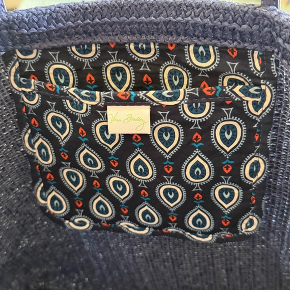 Vera Bradley Navy Large Straw Tote - Picture 5 of 9